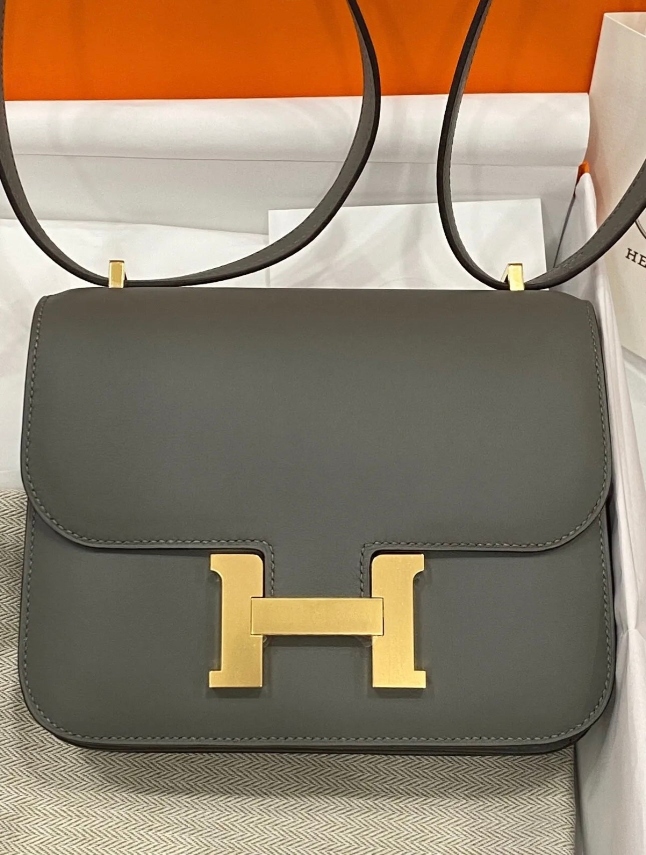NEW Hermes Mini Constance II 18 19 Gold Epsom Leather Gold