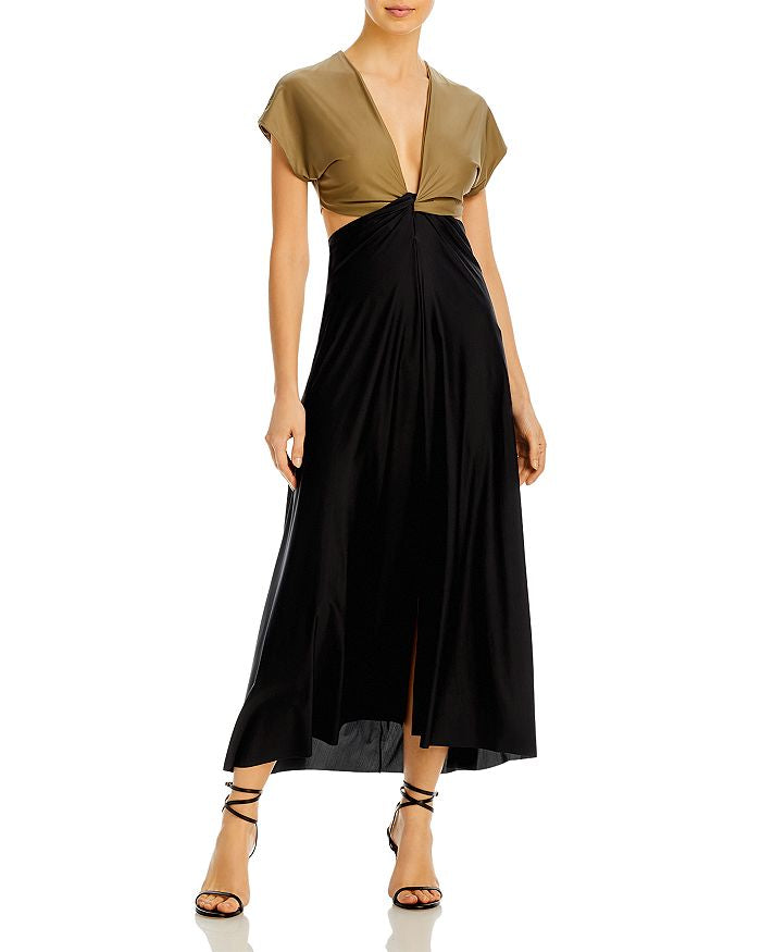 Vix Paula Hermanny Loop Midi Cover Up Black Olive Green Beach Pool Dress