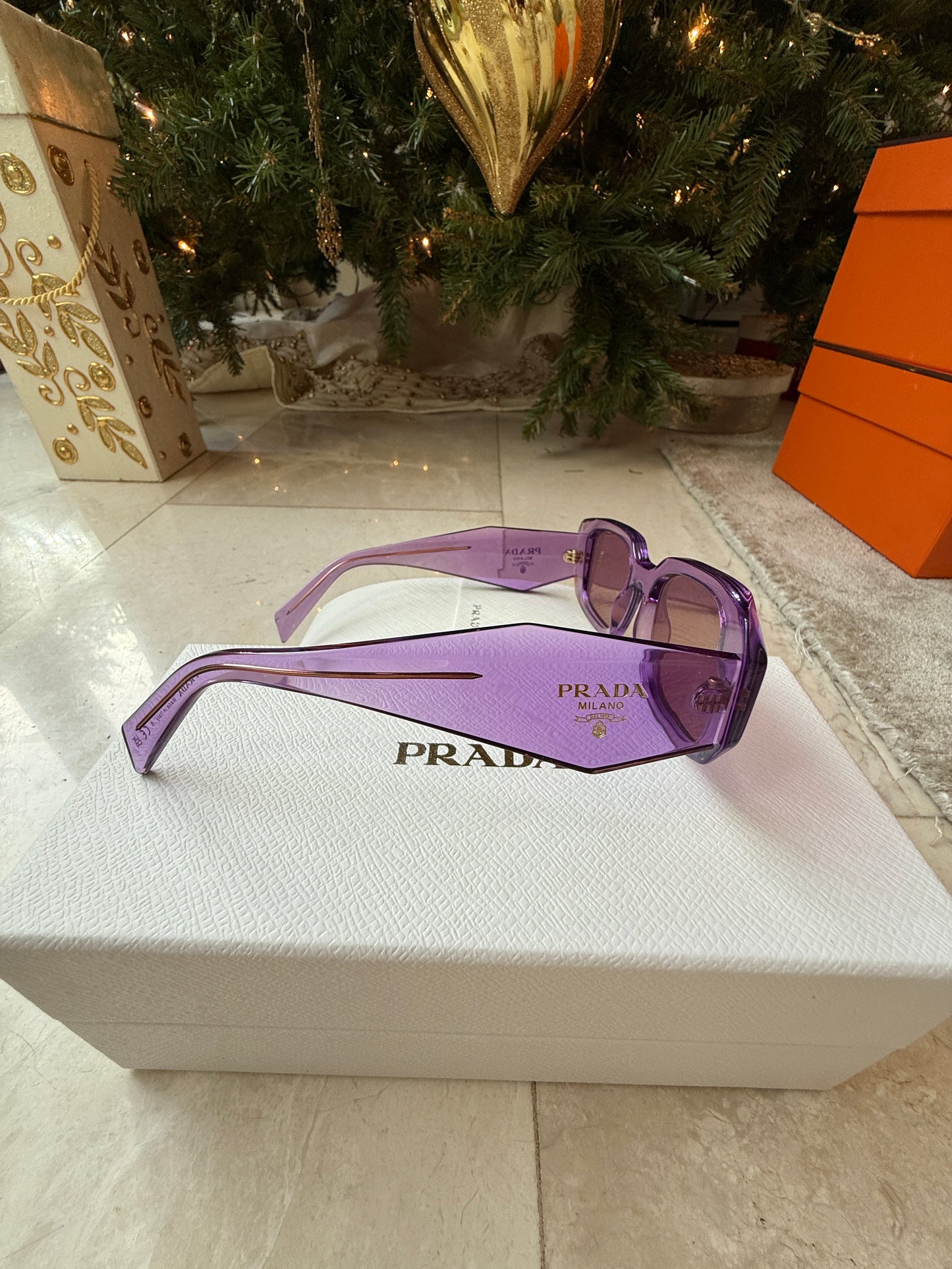 Prada 49mm Small Rectangular Violet Purple Sunglasses PR 17WS49