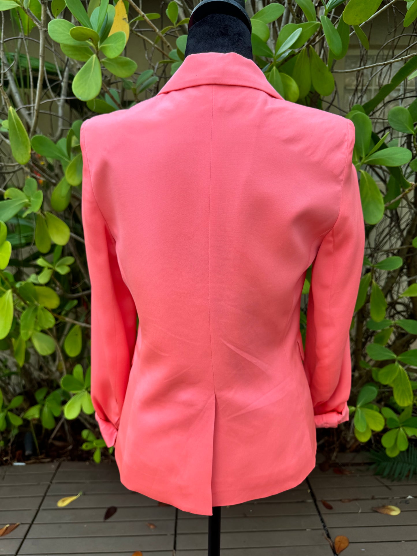 Parker Pink Salmon Coral Collared Slim Short Silk Blazer Jacket Pre-Owned