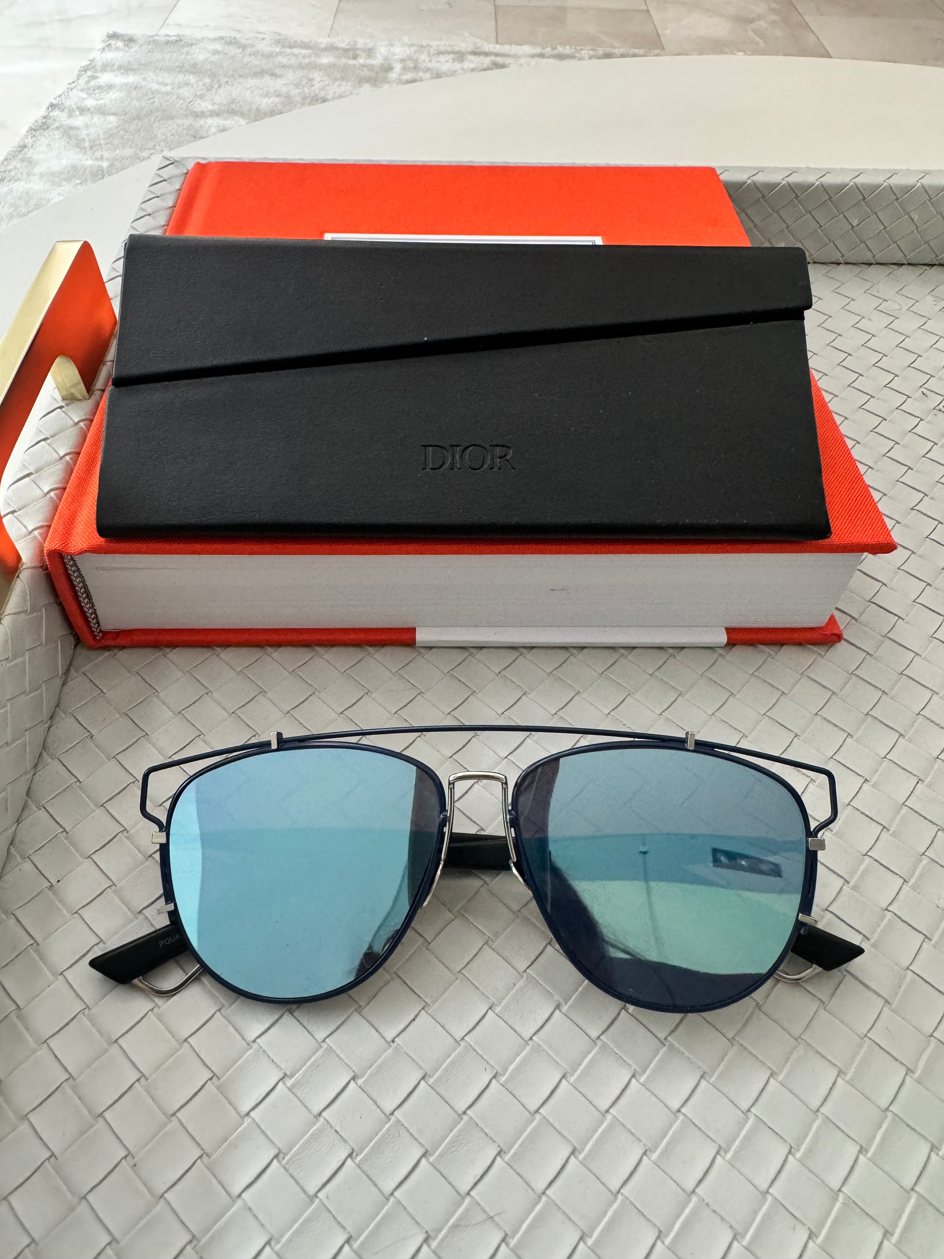 Christian Dior CD Technologic PQU A4 Navy Blue Mirrored Pilot Sunglass Miami Lux Boutique