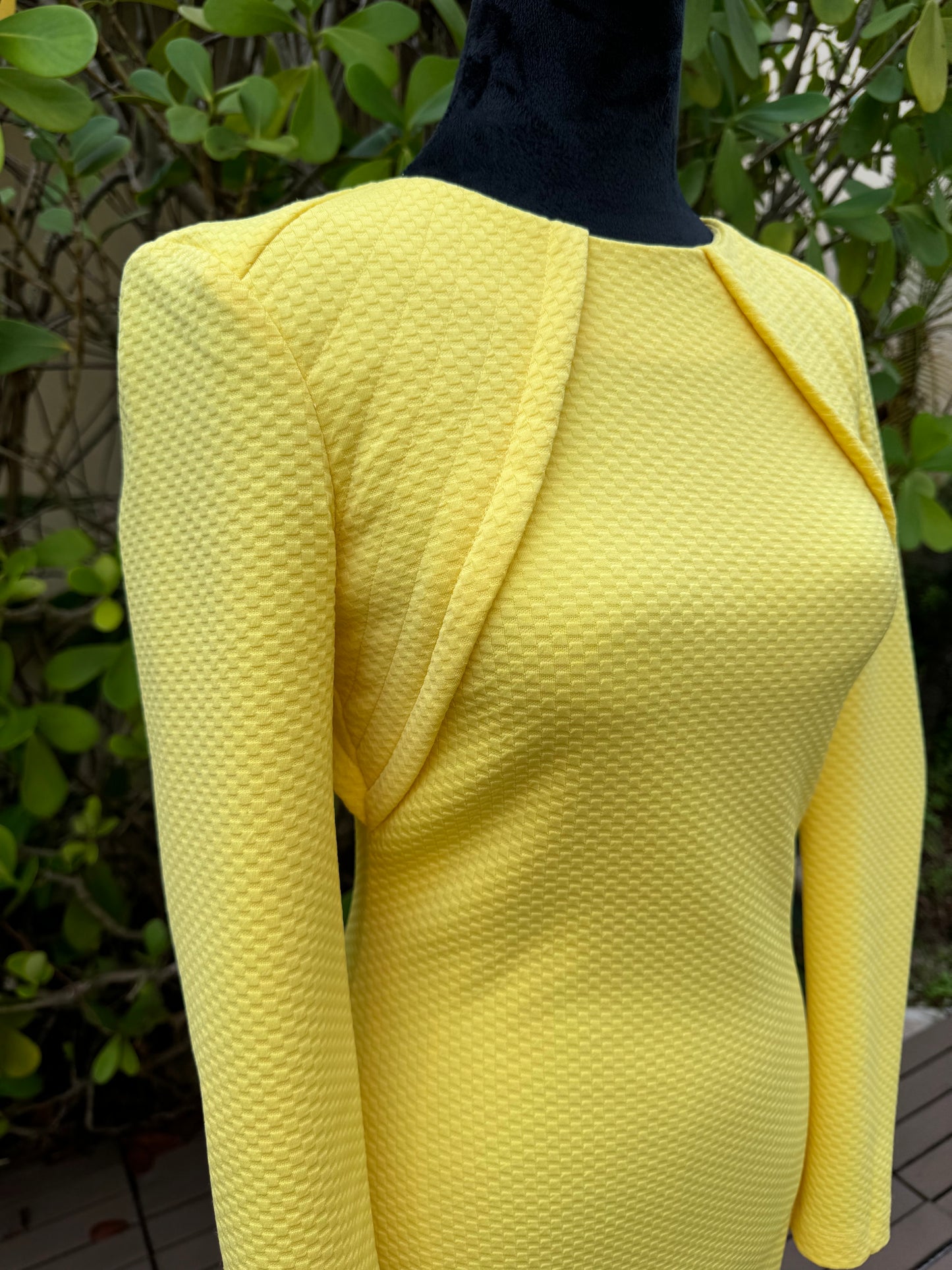 Cut25 By Yigal Azrouel Women's Micro Knit Fitted Long Sleeve Dress Yellow Pre-Owned