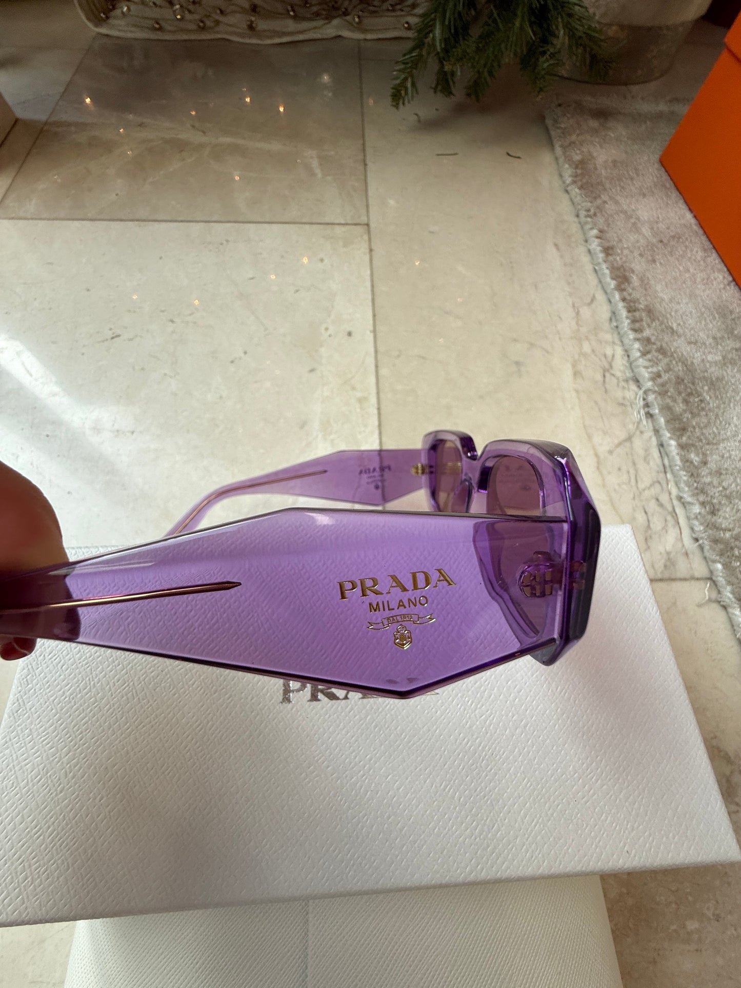 Prada 49mm Small Rectangular Violet Purple Sunglasses PR 17WS49