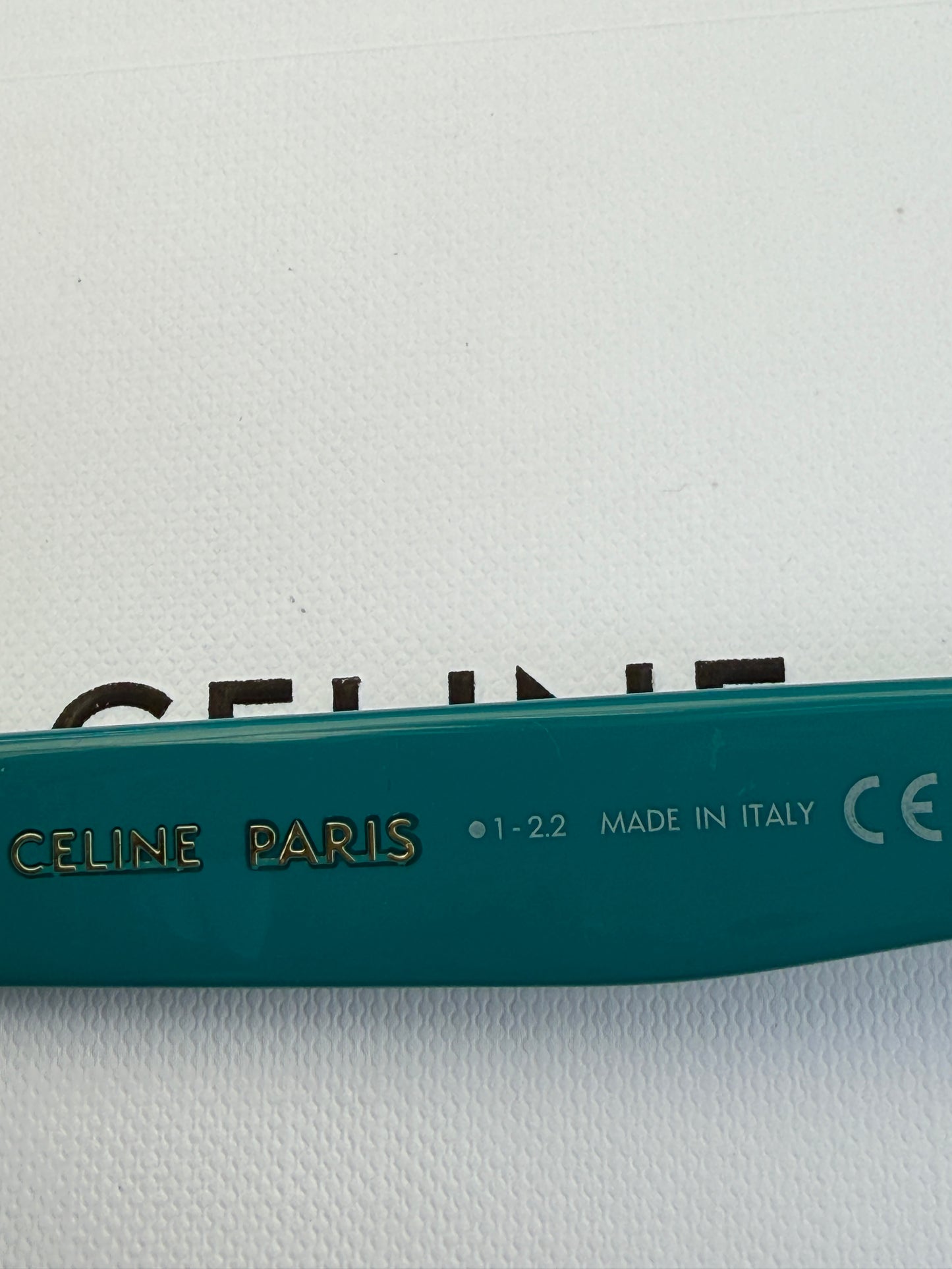 Celine MONOCHROMS 55mm Square Shiny Turquoise Smoke Green Sunglasses CL40249U