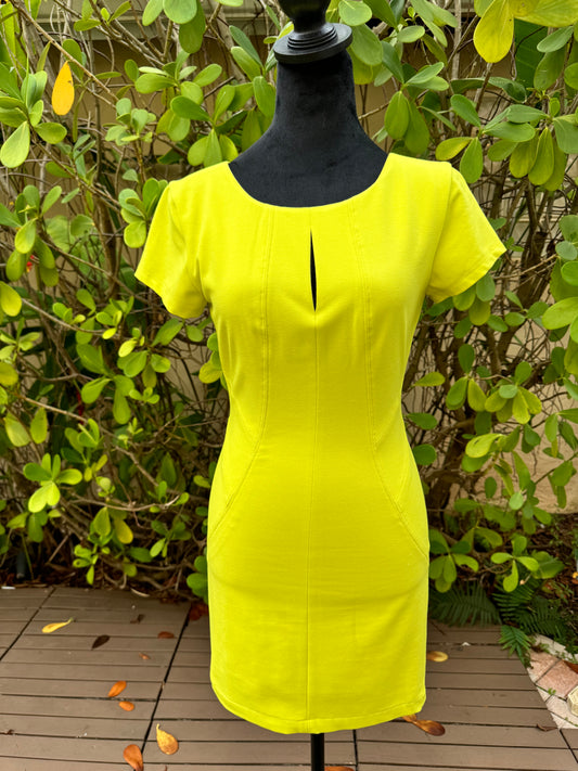 BCBG Maxazria Chloe Dark Lime Yellow Green Short Mini Dress Pre-Owned