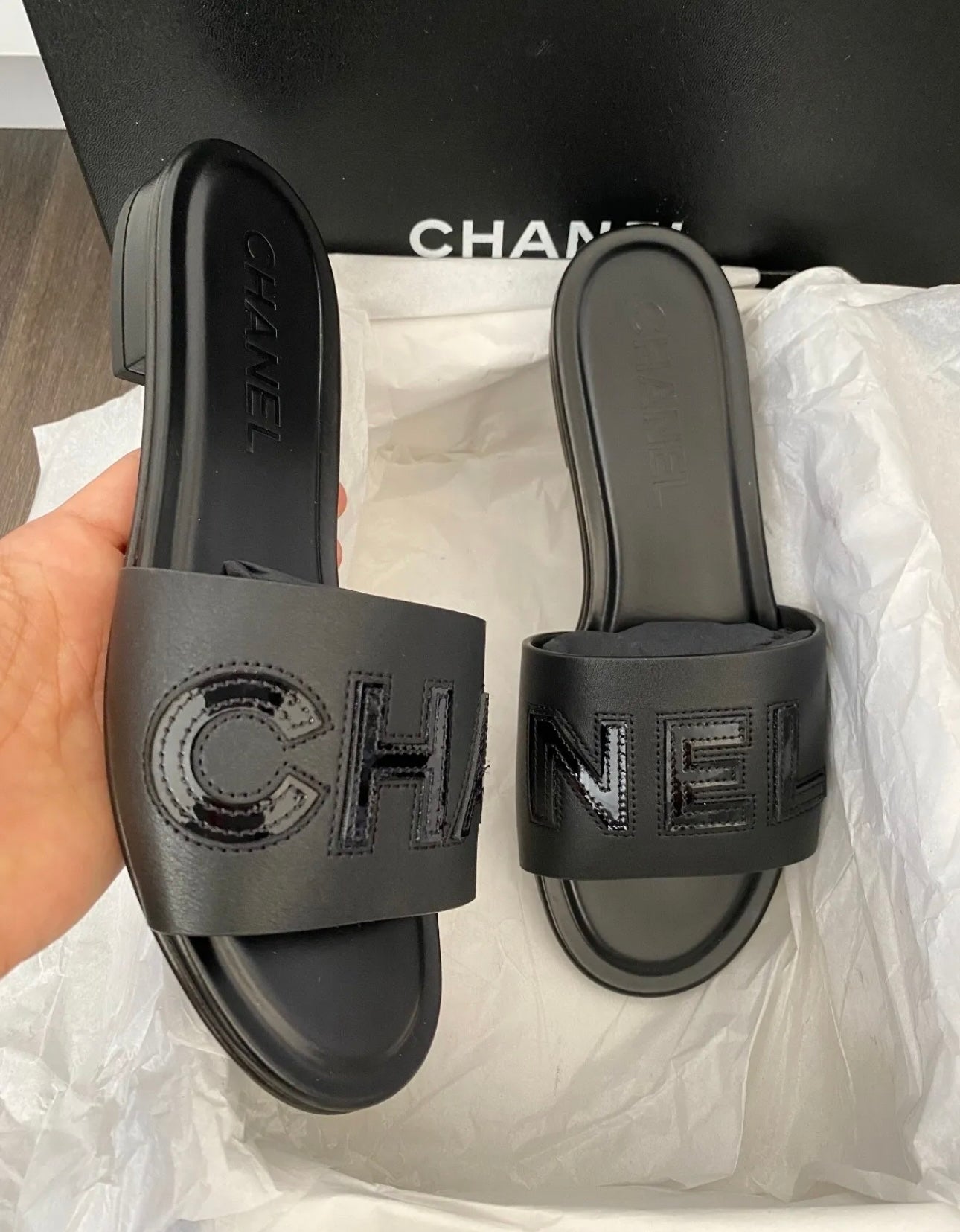 Chanel slide shoes hot sale