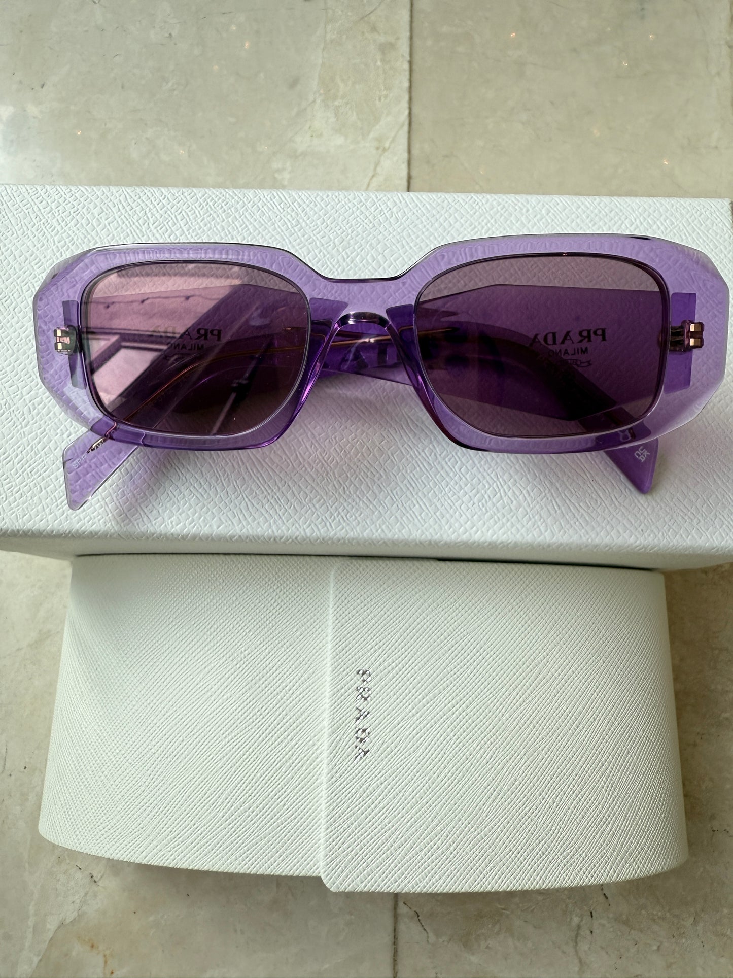 Prada 49mm Small Rectangular Violet Purple Sunglasses PR 17WS49