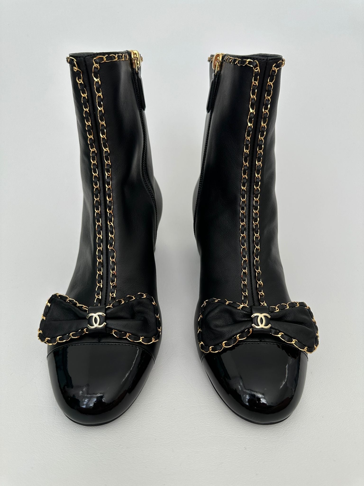 Chanel Black W W/ Gold Buckle Boots/Booties Size: US 9nnGorgeous CHANEL black offers bo