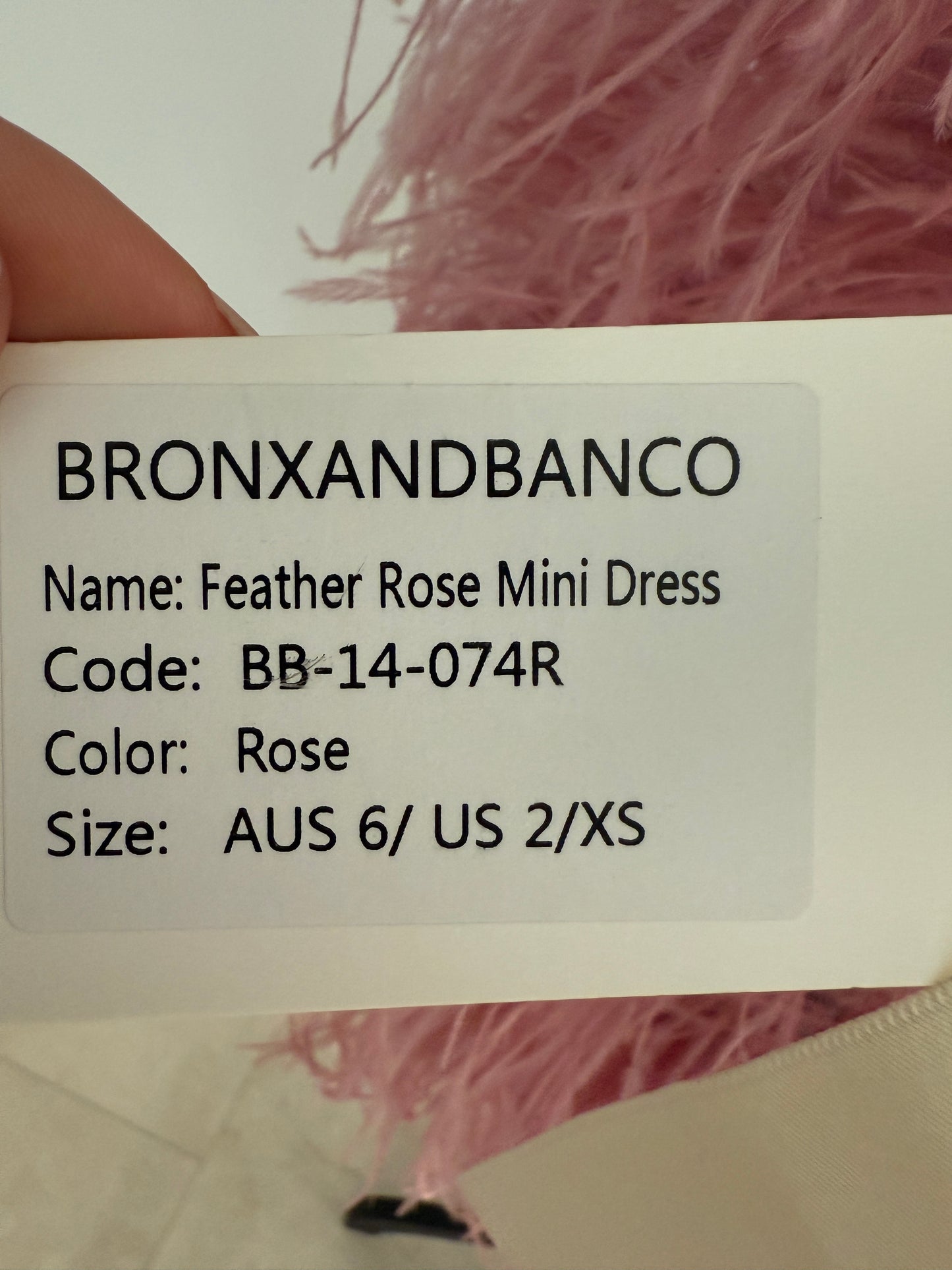 Bronx and Banco Feather Pink Rose Mini Dress XS