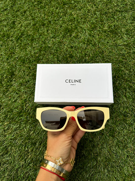 Celine MONOCHROMS CL40197U 39A Cat Eye Yellow Grey Lens Sunglasses