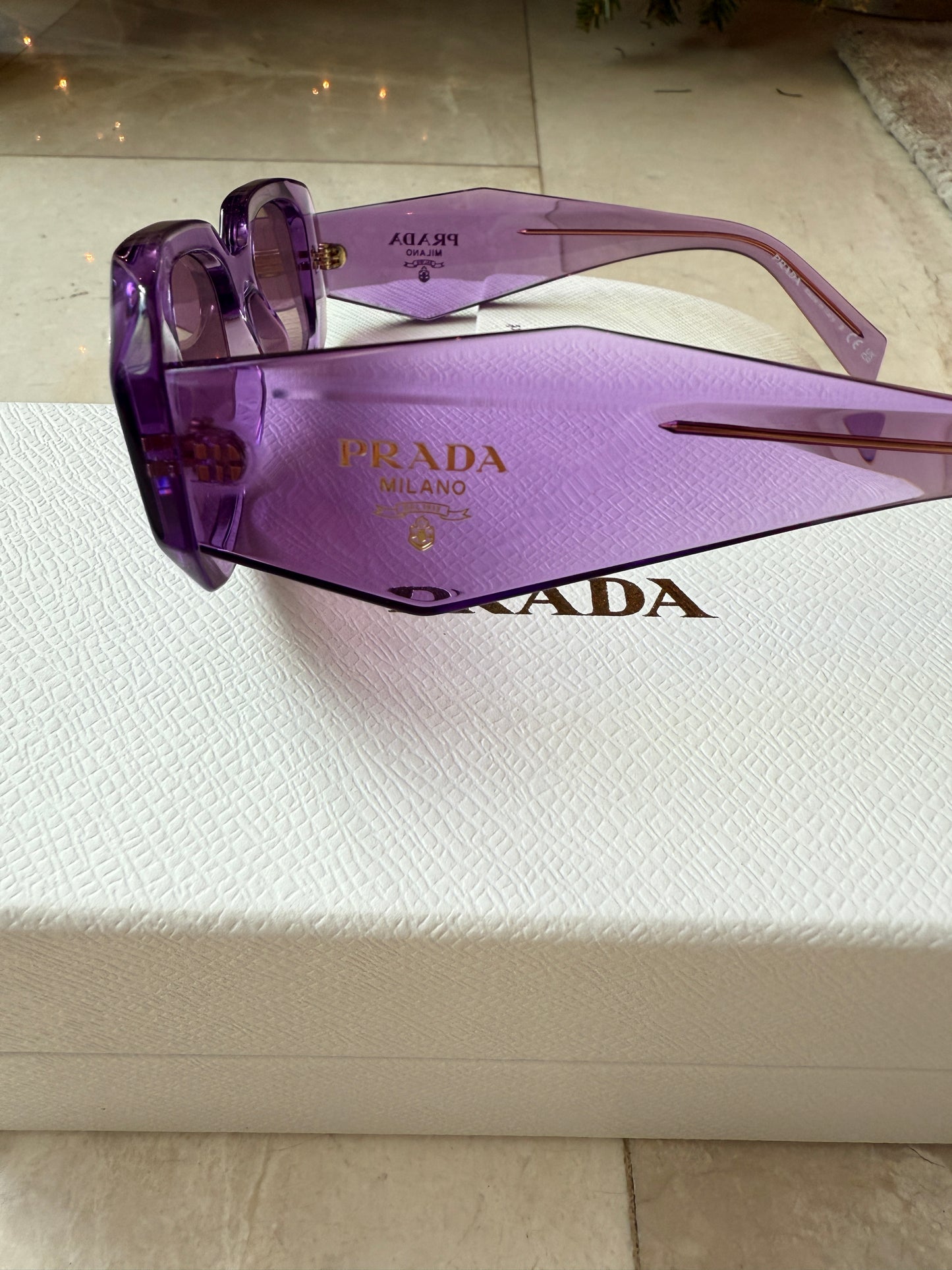 Prada 49mm Small Rectangular Violet Purple Sunglasses PR 17WS49