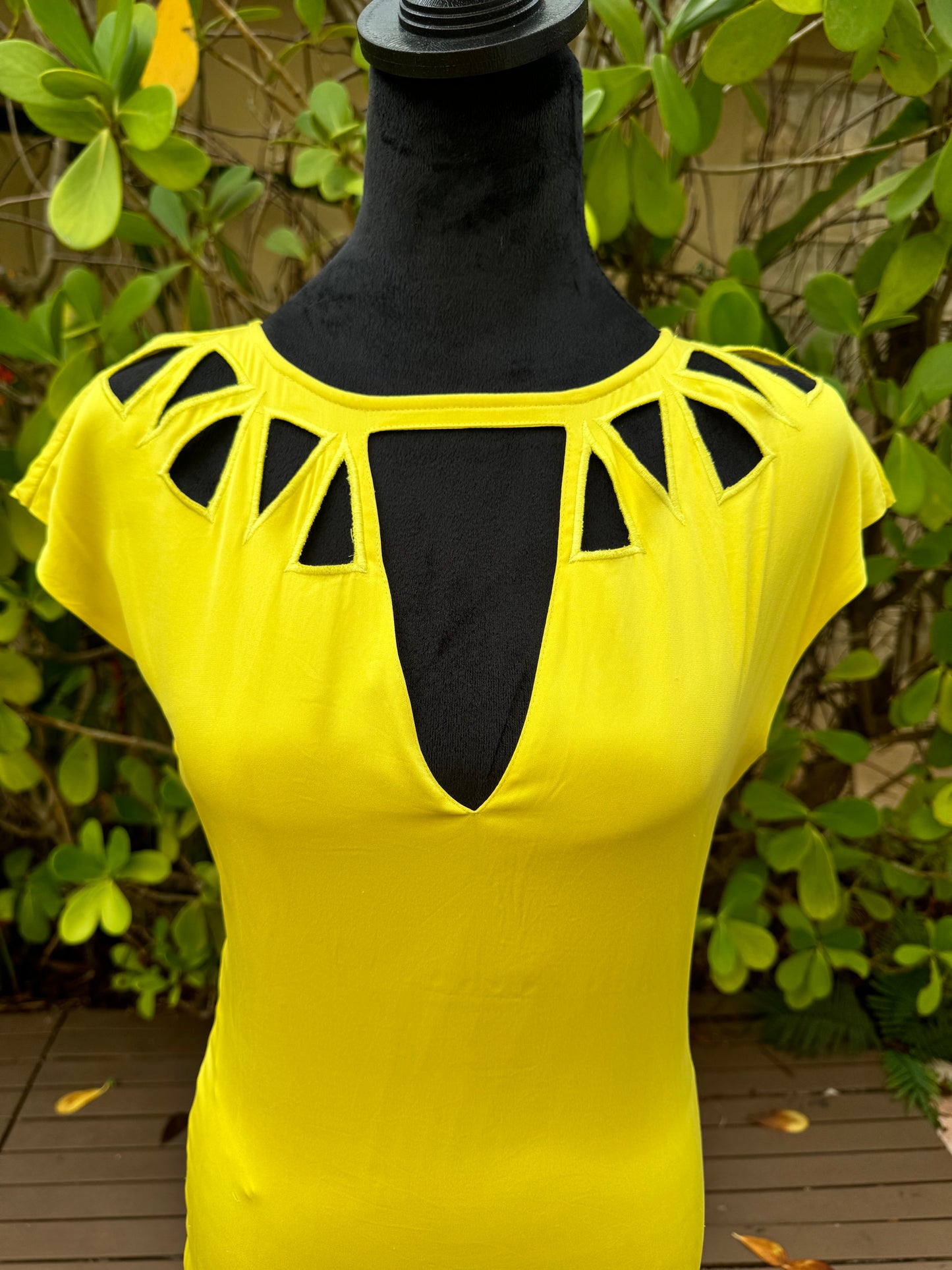 Catherine Malandrino Yellow Keyhole Cutout Cocktail Silk Short Dress Pre-Owned