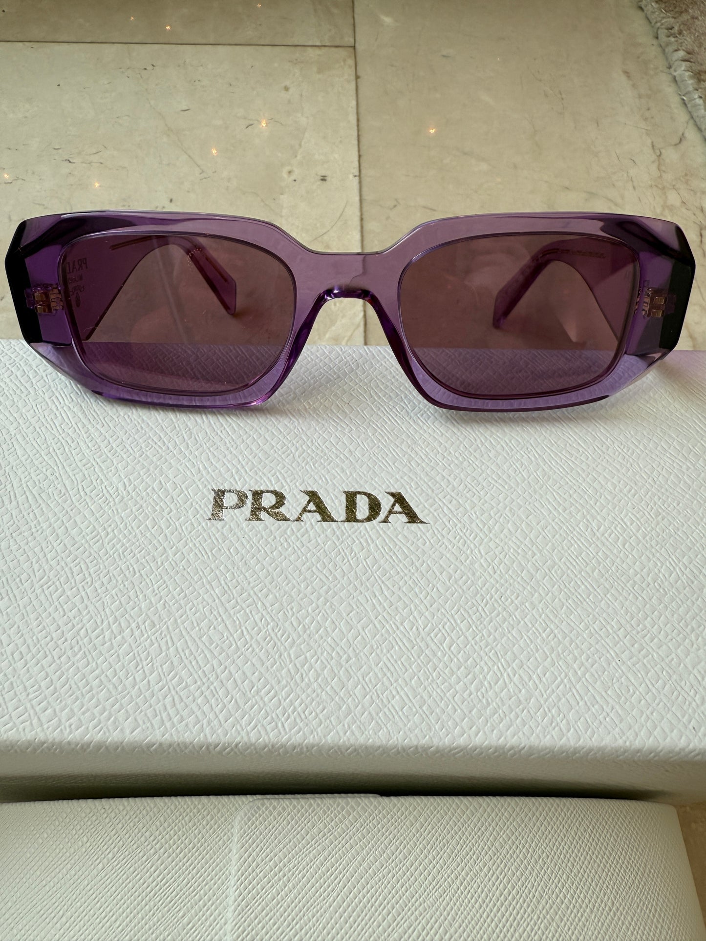 Prada 49mm Small Rectangular Violet Purple Sunglasses PR 17WS49