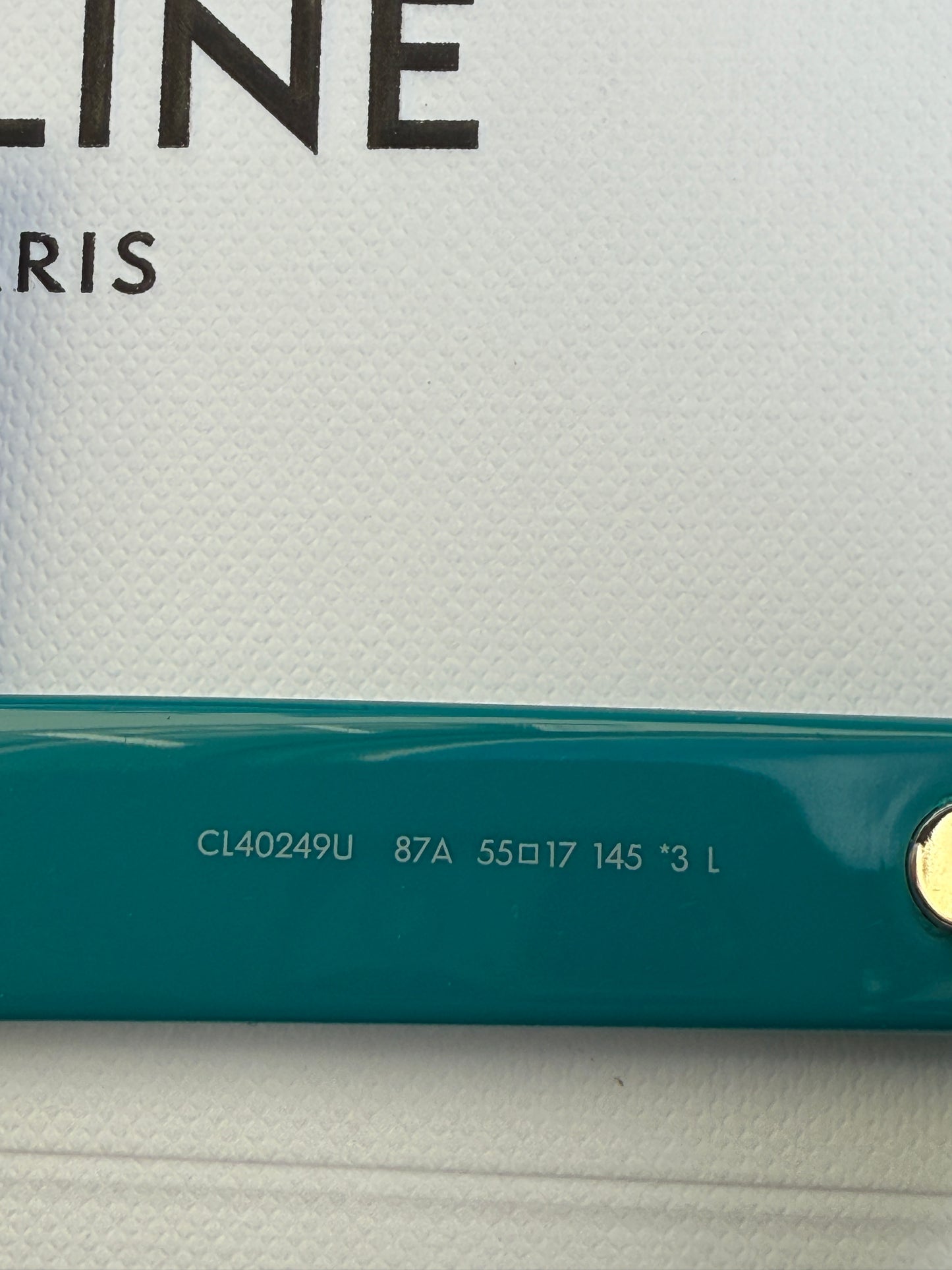 Celine MONOCHROMS 55mm Square Shiny Turquoise Smoke Green Sunglasses CL40249U