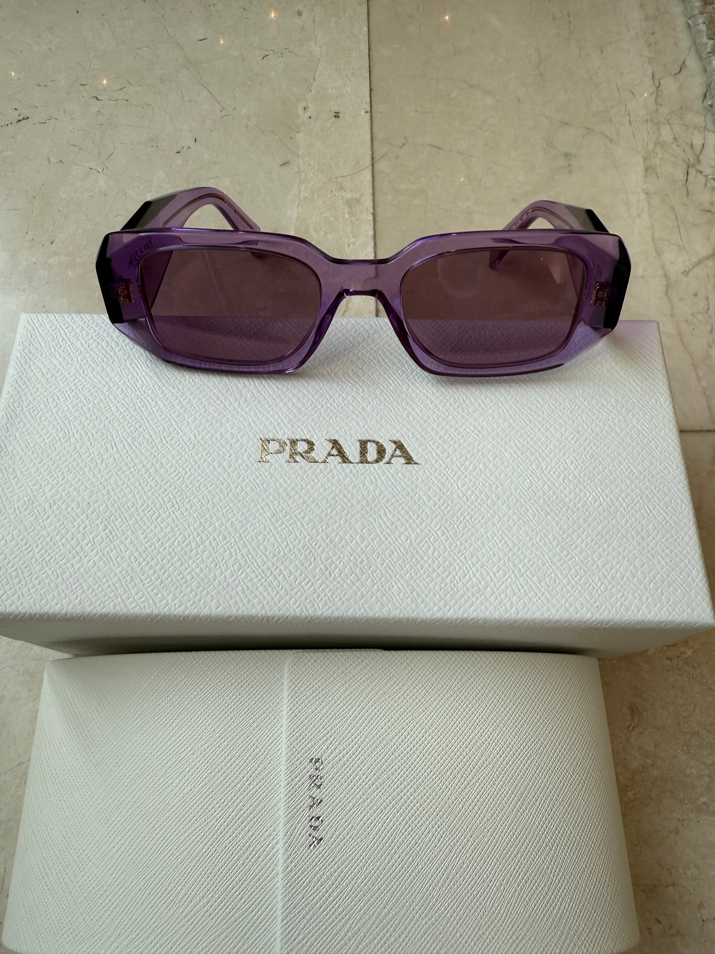 Prada 49mm Small Rectangular Violet Purple Sunglasses PR 17WS49