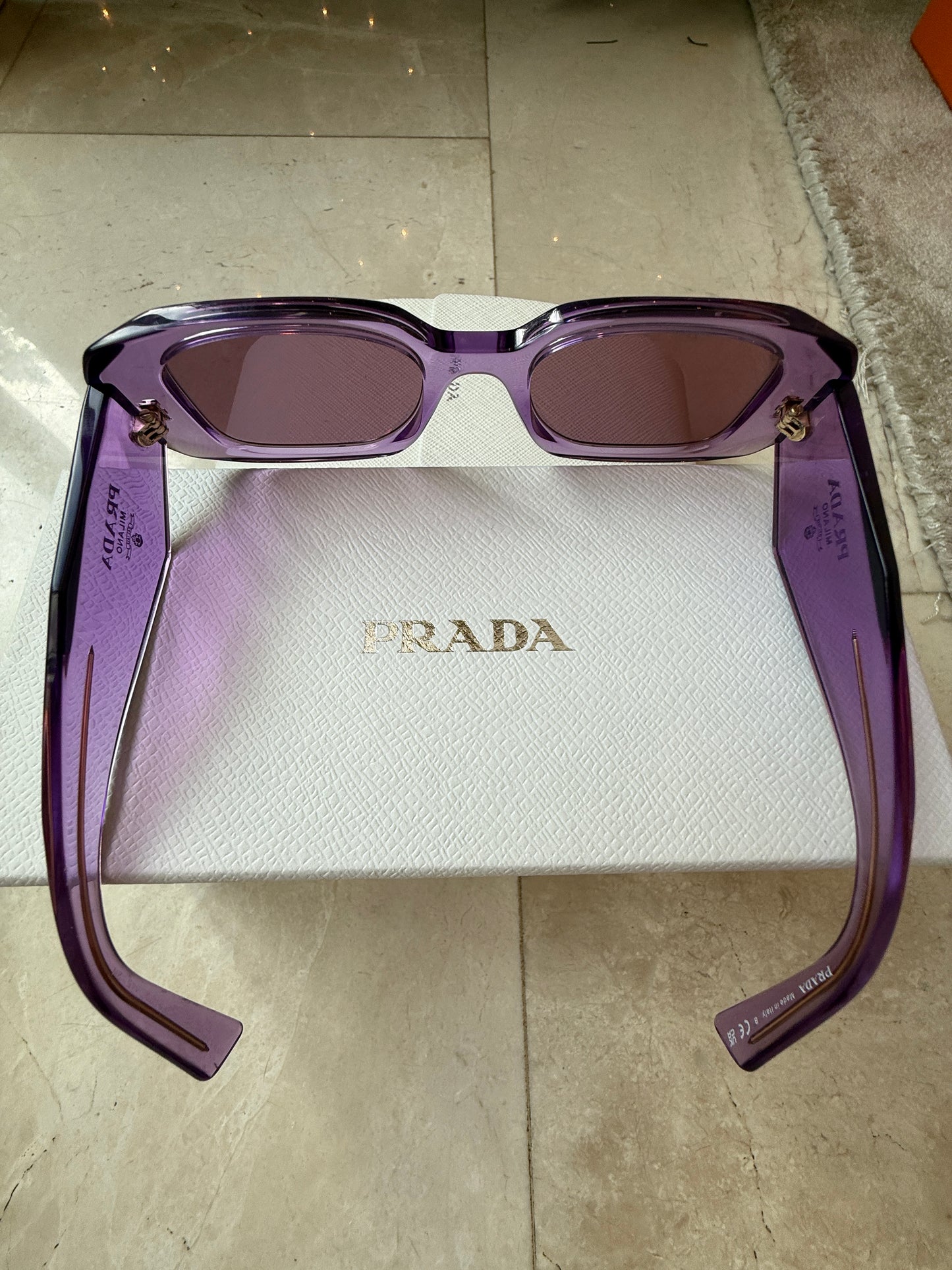 Prada 49mm Small Rectangular Violet Purple Sunglasses PR 17WS49