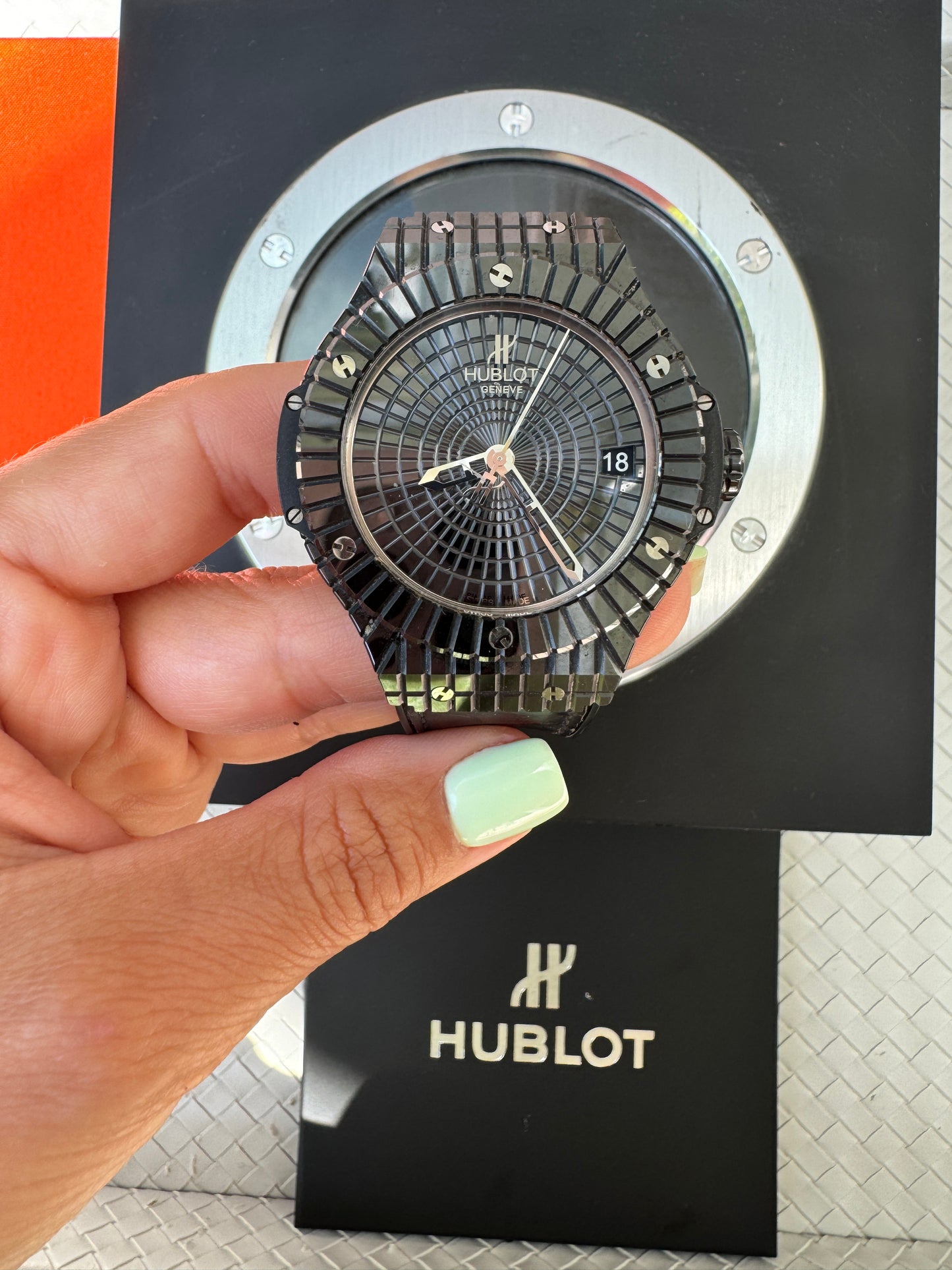 Hublot Big Bang Black Caviar Wristwatch 346.CX.1800.BR Ceramic Titanium 41MM