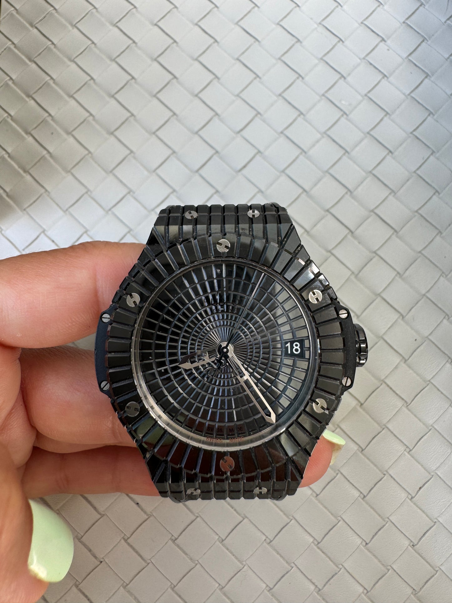 Hublot Big Bang Black Caviar Wristwatch 346.CX.1800.BR Ceramic Titanium 41MM