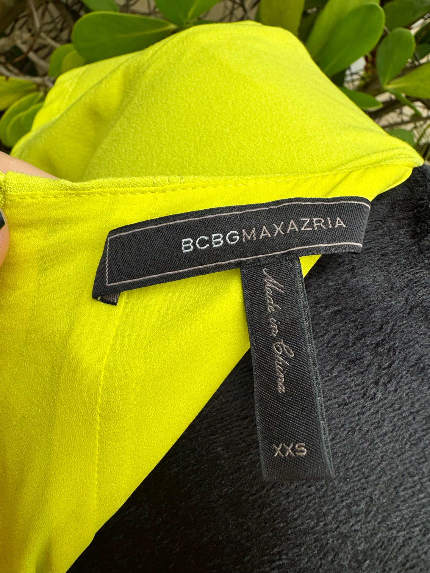 BCBG Maxazria Chloe Dark Lime Yellow Green Short Mini Dress Pre-Owned