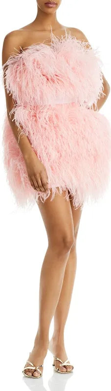 Bronx and Banco Feather Pink Rose Mini Dress XS