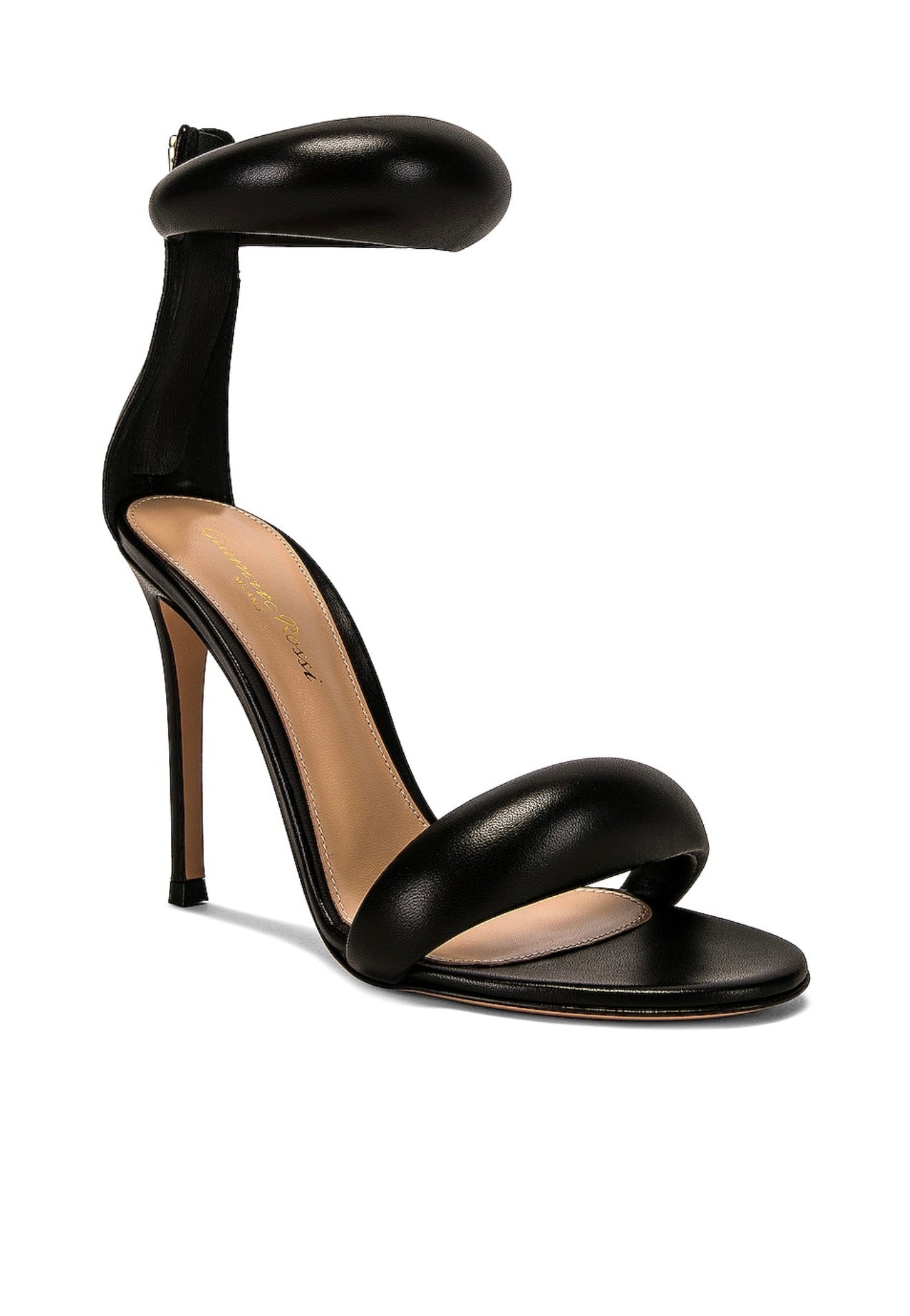 Gianvito Rossi Bijoux Black Nero Lambskin Napa Leather Ankle Strap Heels Sandals Shoes