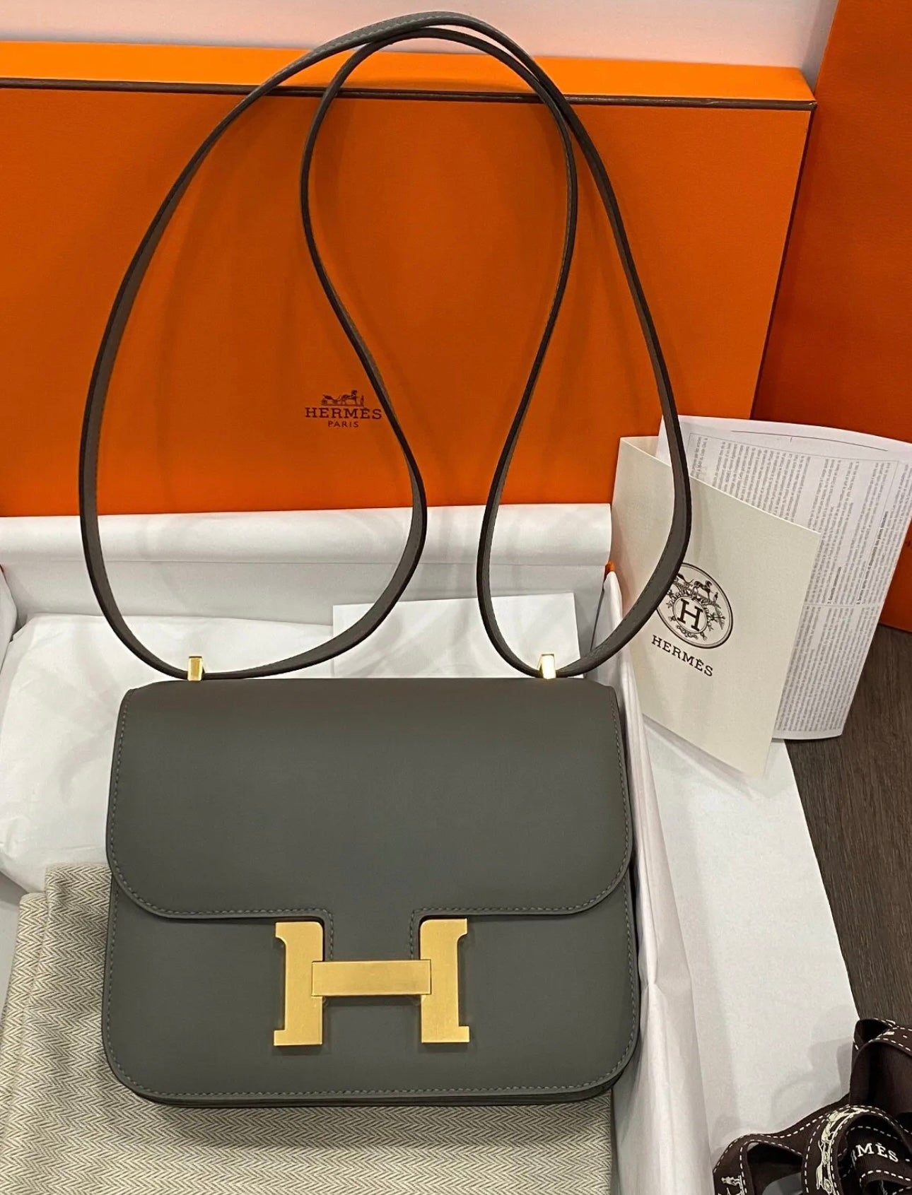 Two Hermes Bags in Gris Meyer (new color)