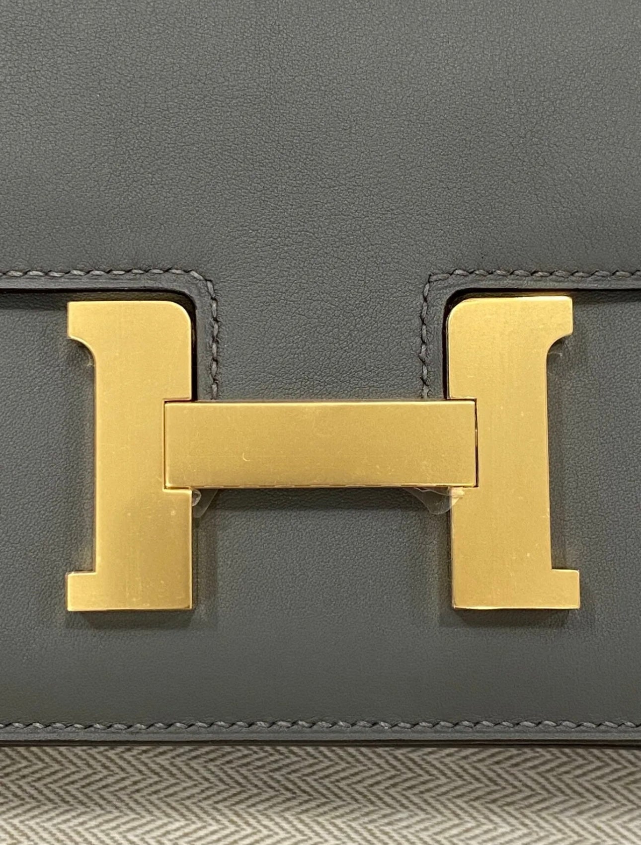 Hermes Constance Mini Bag Epsom Leather Gold Hardware In Grey