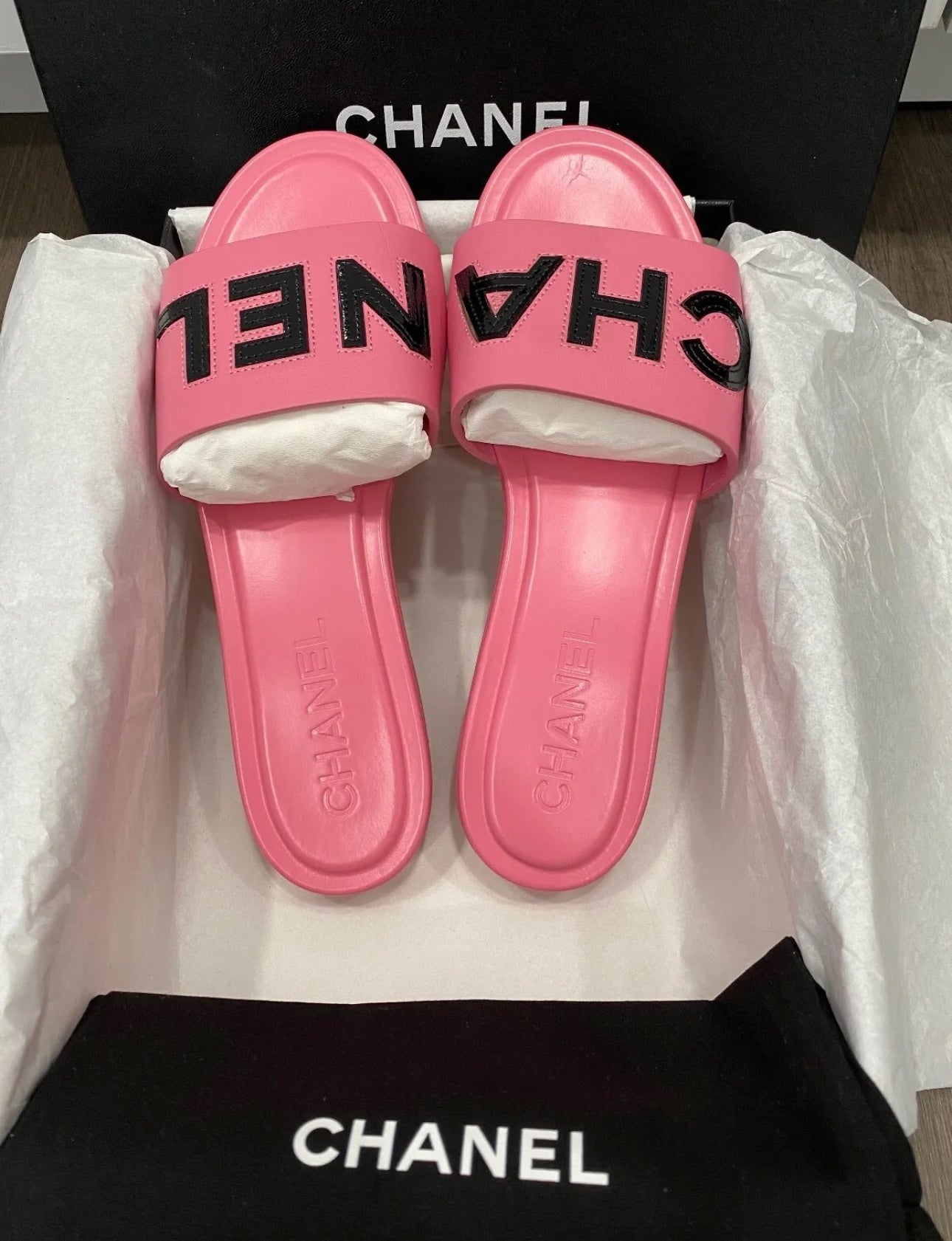 Chanel best sale slides pink