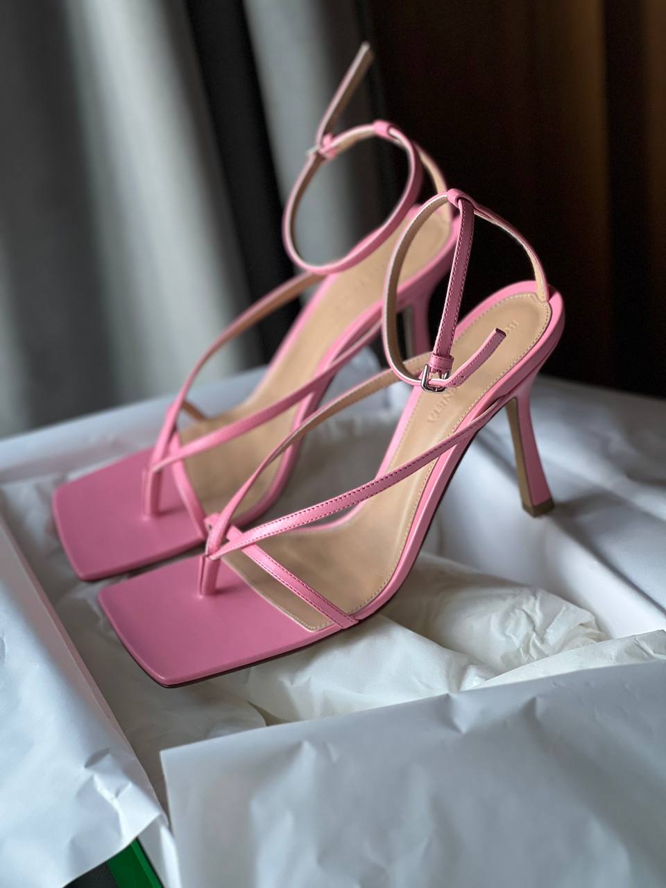 Bottega Veneta Stretch Leather Pink Blossom Sandals Heels Miami