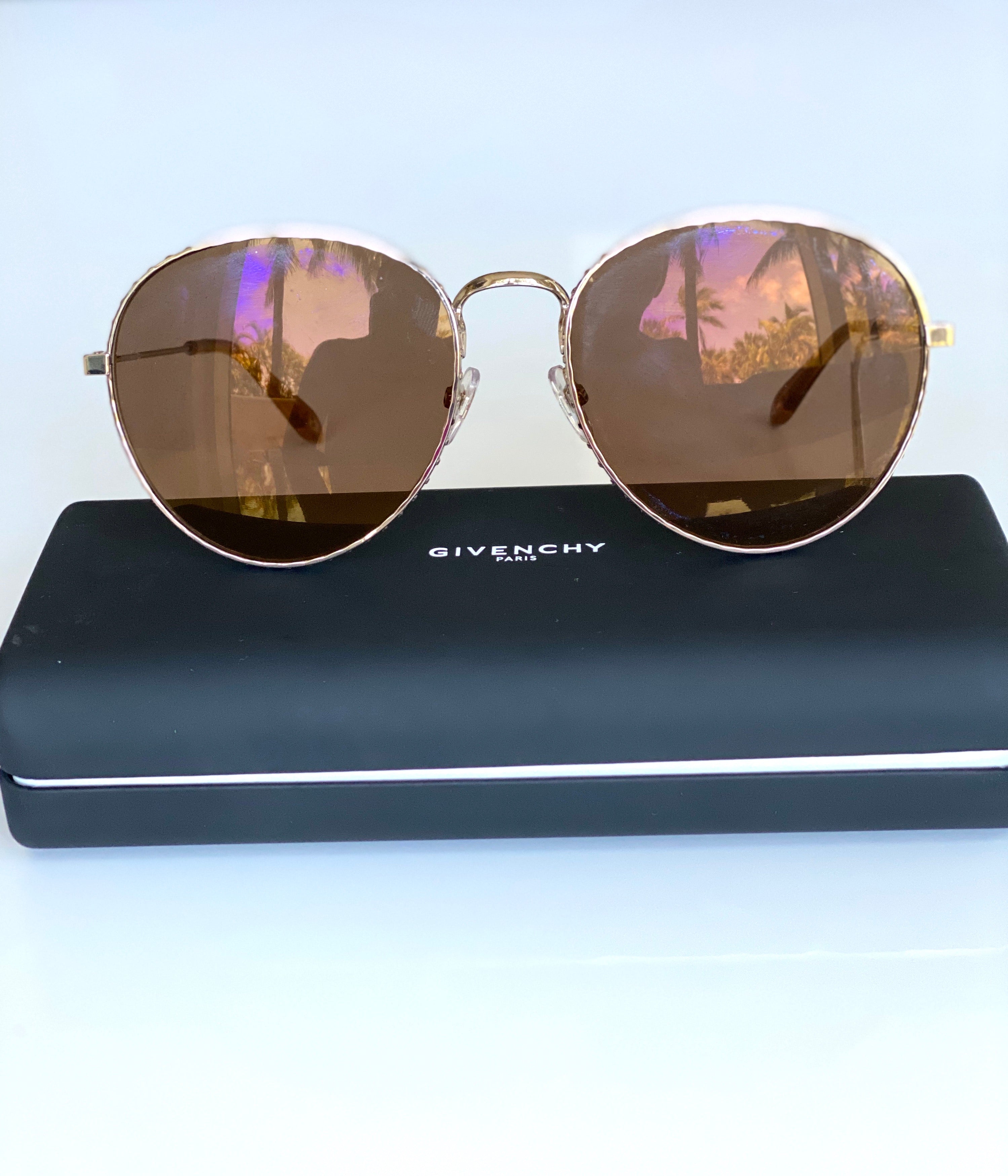 Givenchy Oversized Aviator Sunglasses Gold buy Metal w Crystals NWT