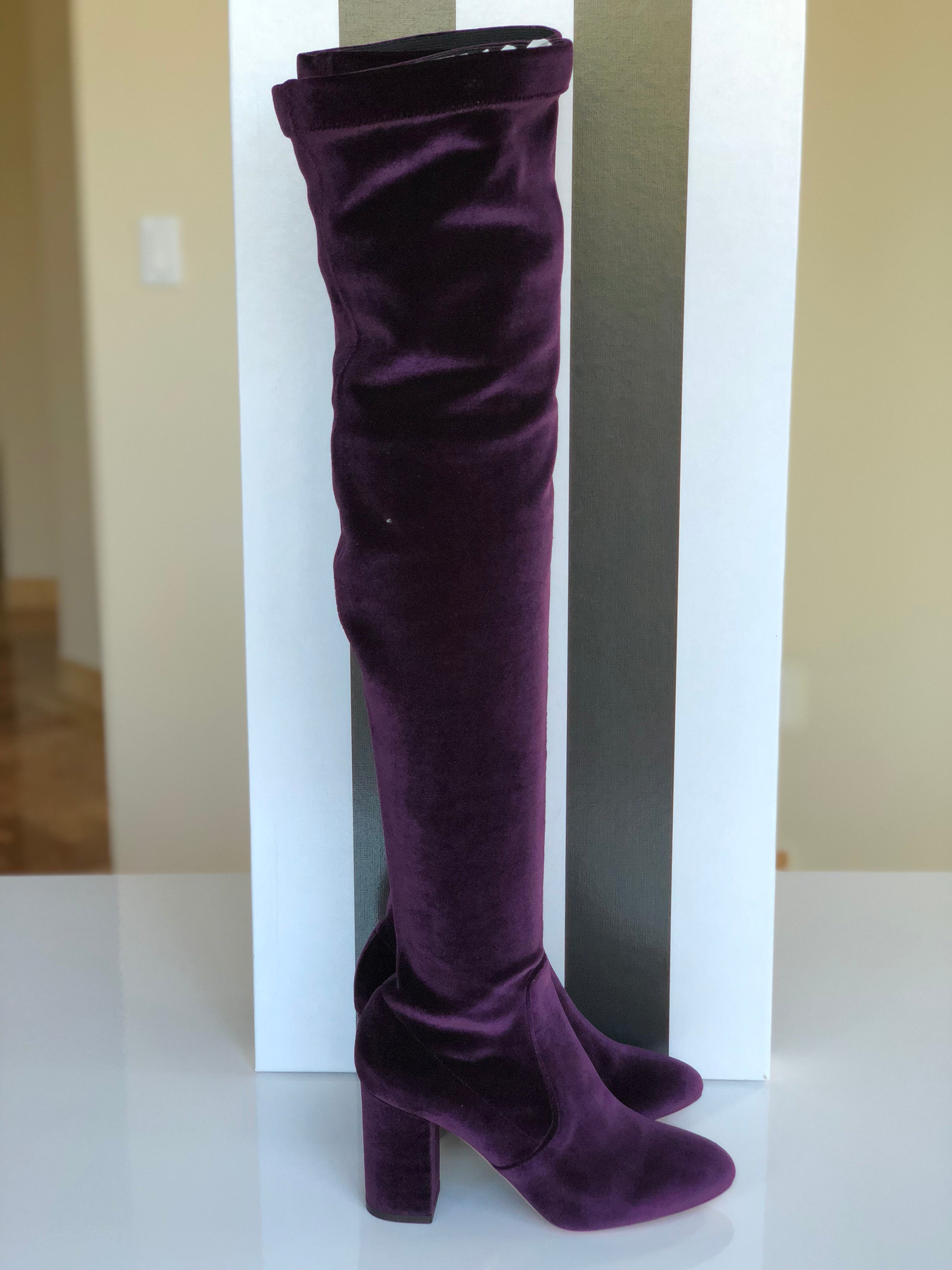 Velvet thigh outlet boots