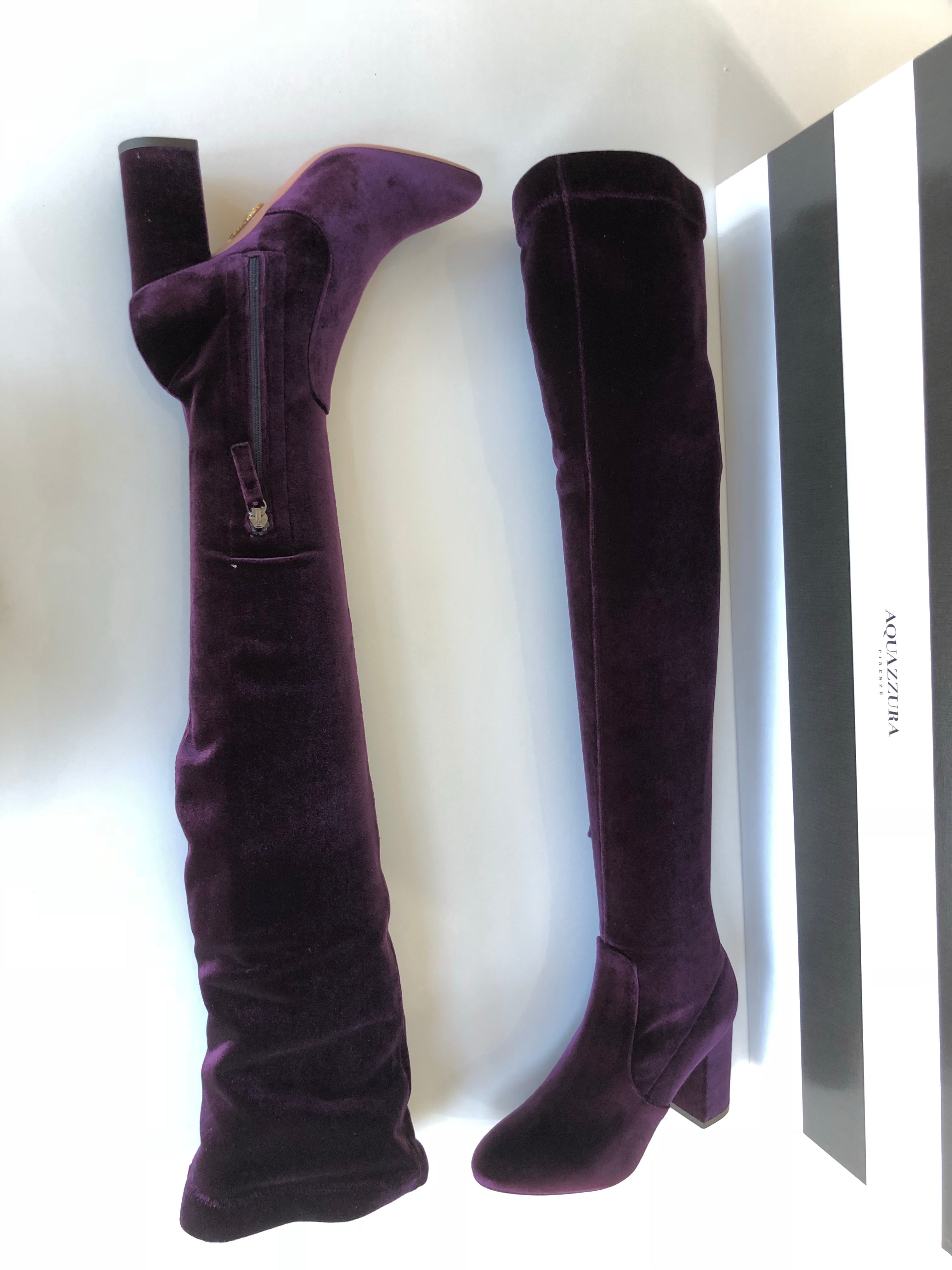 Purple suede thigh high on sale boots