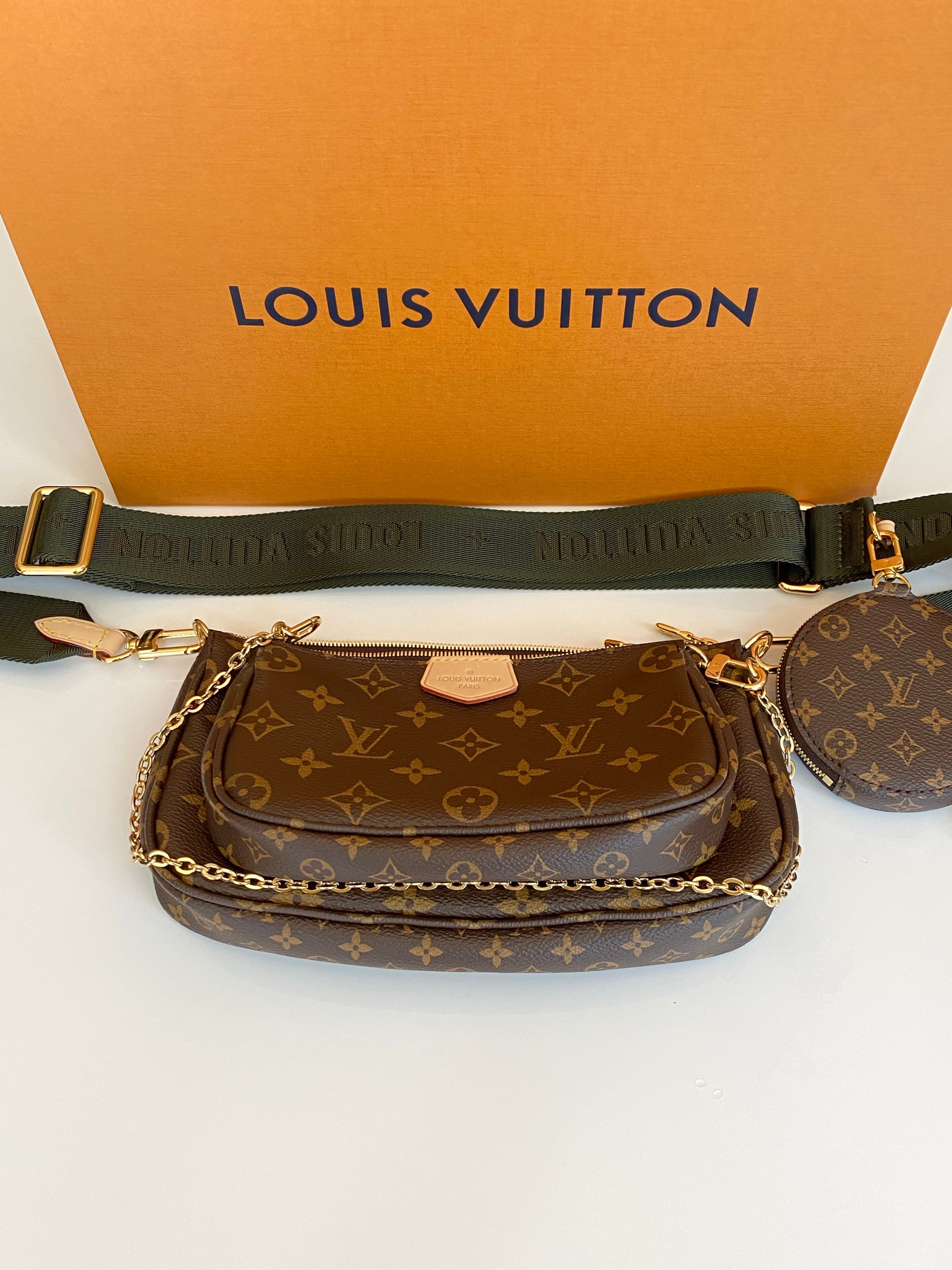 Louis Vuitton Khaki And Brown Monogram Canvas Multi Pochette