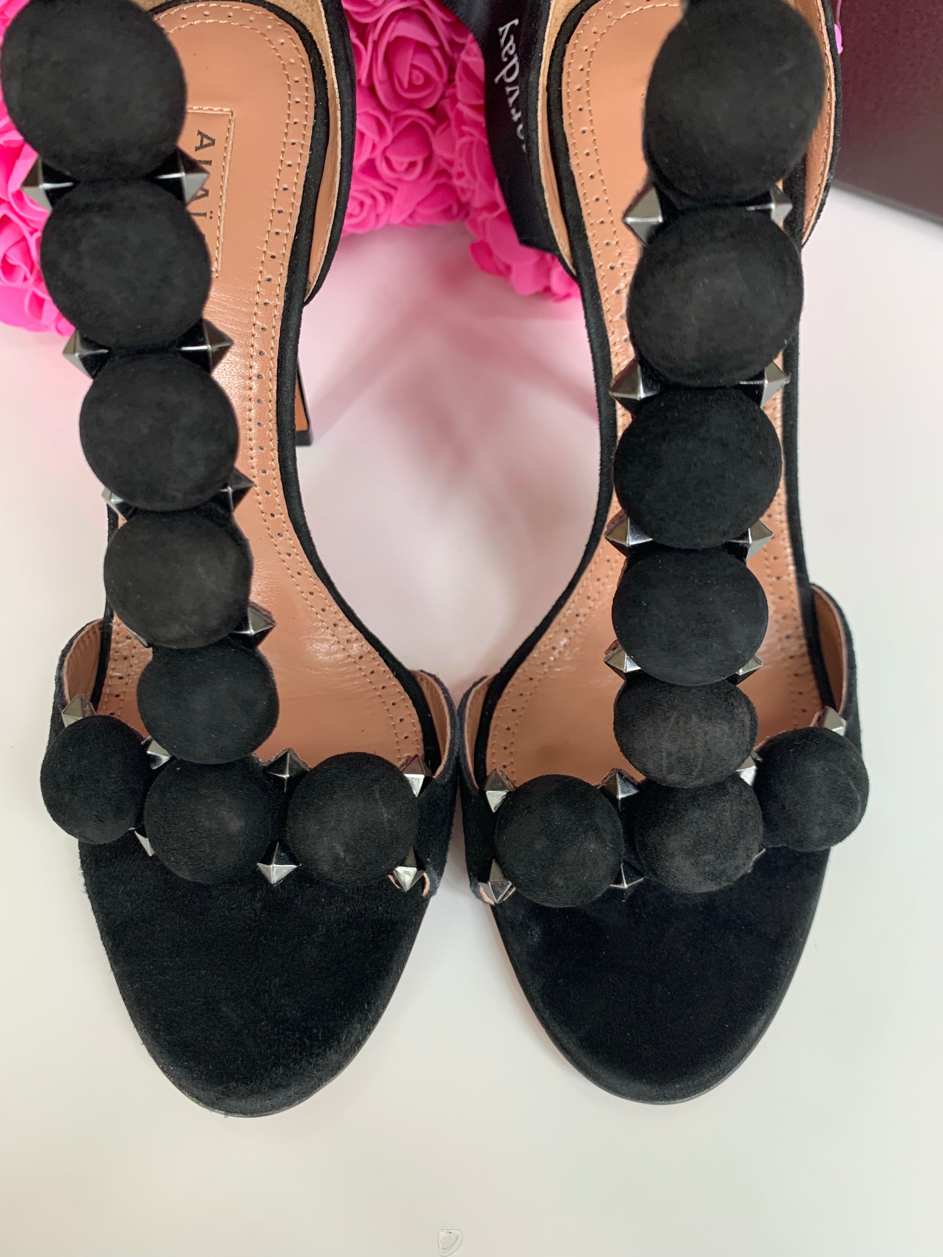 Alaïa Brown Suede Bombe Sandals Size IT 38.5 For Sale at 1stDibs