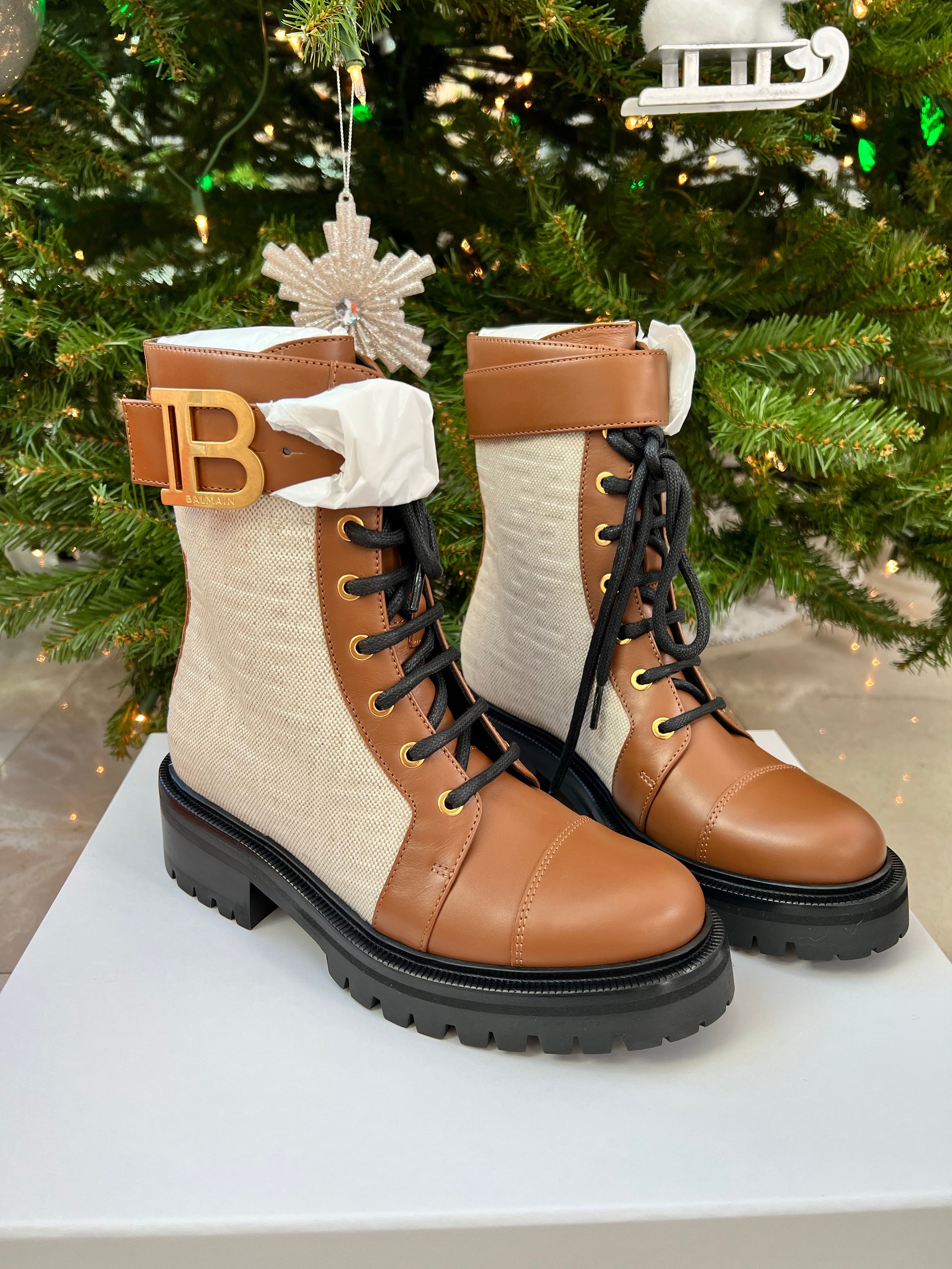 Balmain Ranger Romy Monogram Combat Brown Buckle Ankle Booties Boots –  Miami Lux Boutique