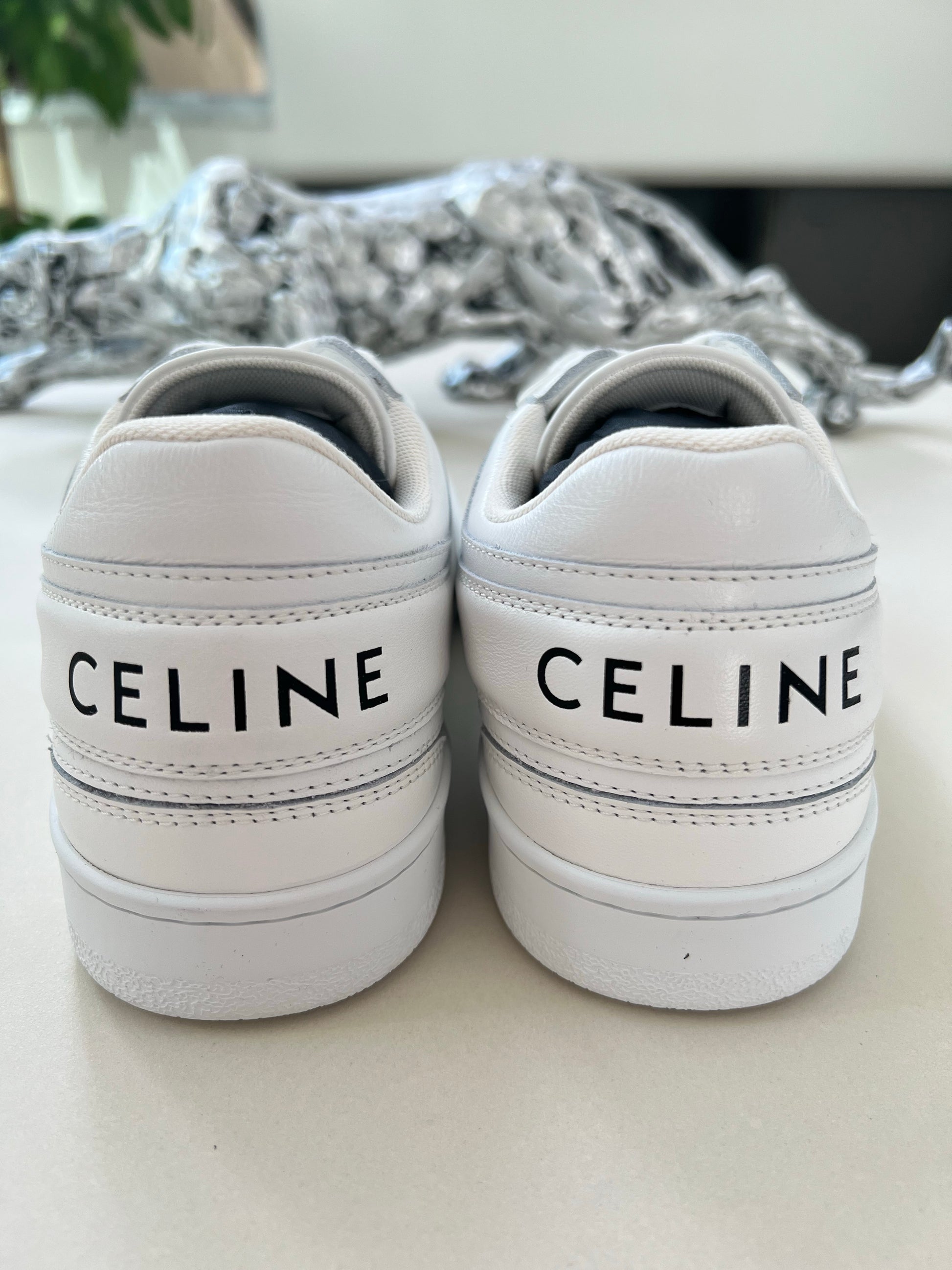 CT-07 CELINE TRAINER LOW LACE-UP SNEAKER IN CALFSKIN - OPTIC WHITE