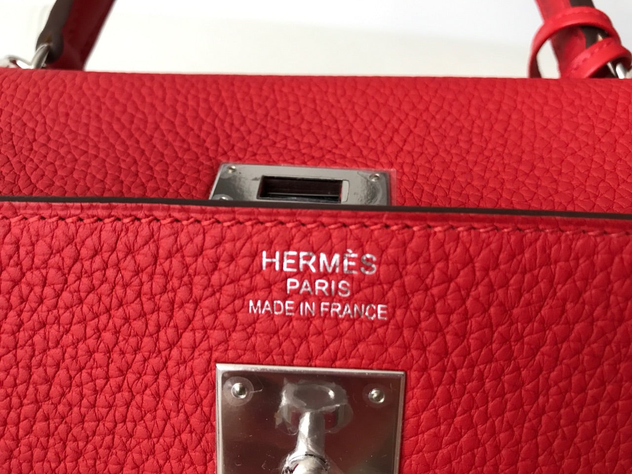 Hermes Kelly 35 Bag Rouge Garance Togo Palladium Hardware • MIGHTYCHIC • 